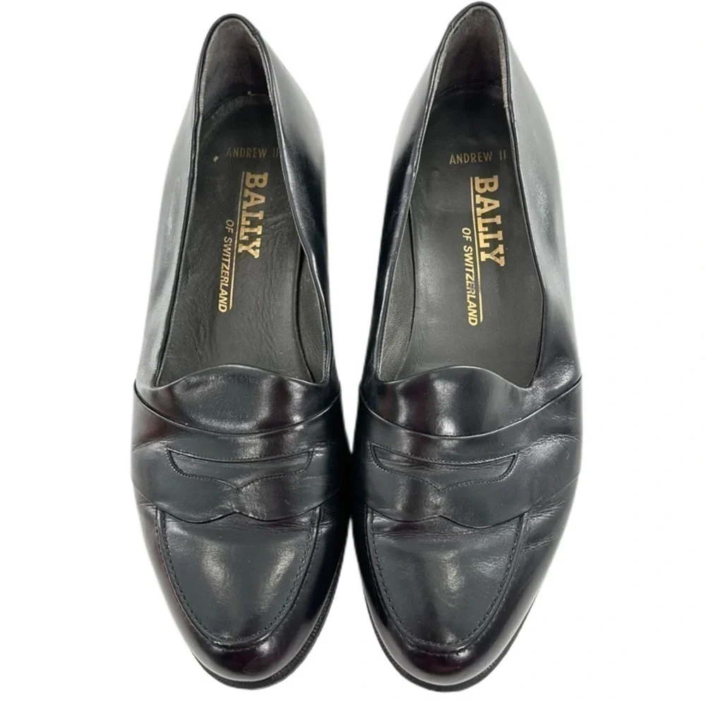 Bally mens Andrew II penny loafers size 10 black leather slip on vintage 80s 90s
